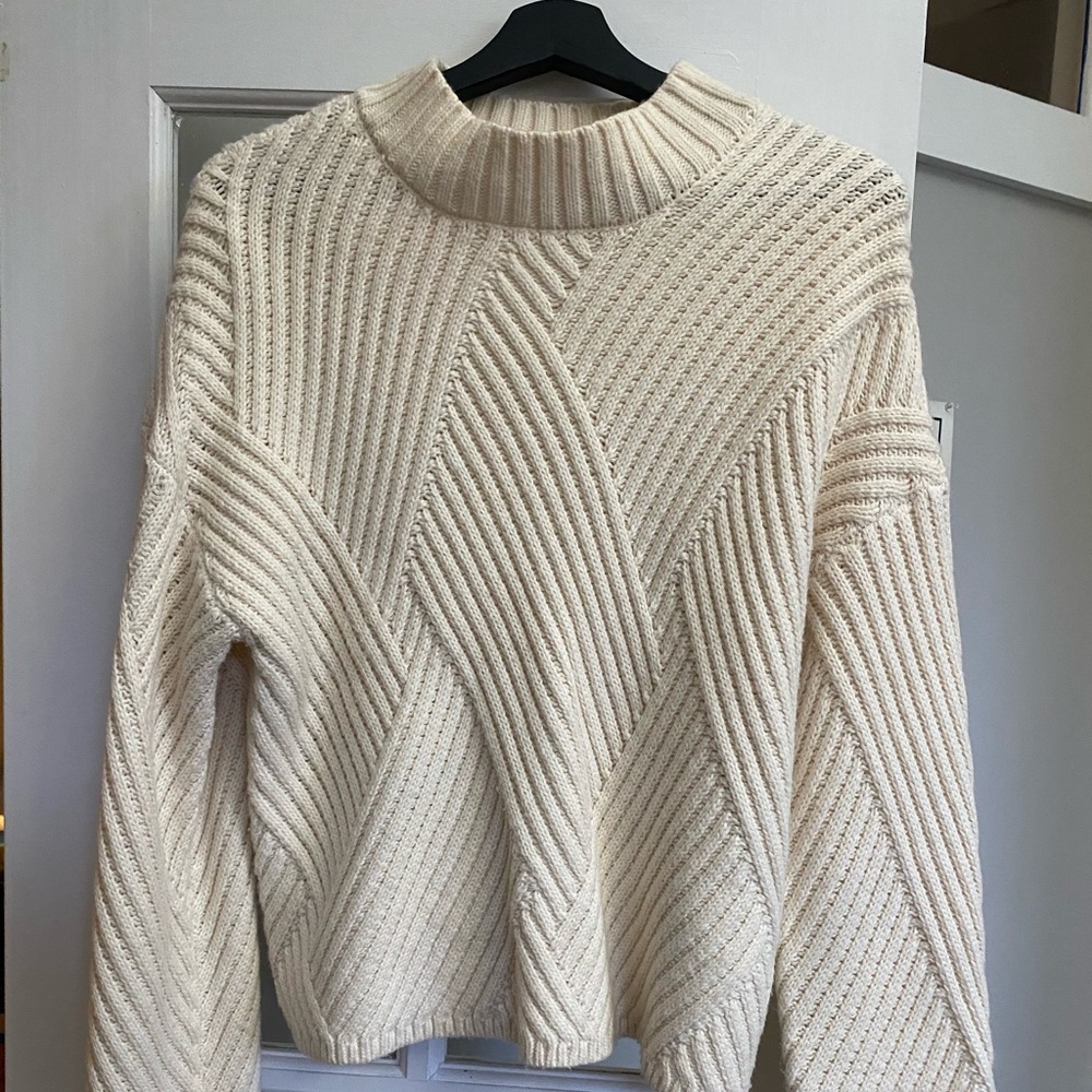 UO Mock-Neck Zig Zag Ribbed Sweater